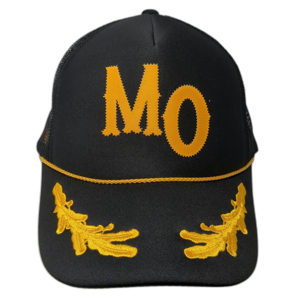 Ascot + Hart Trucker Hat Black Yellow One Size Scrambled Eggs Rope Mo Logo Hat